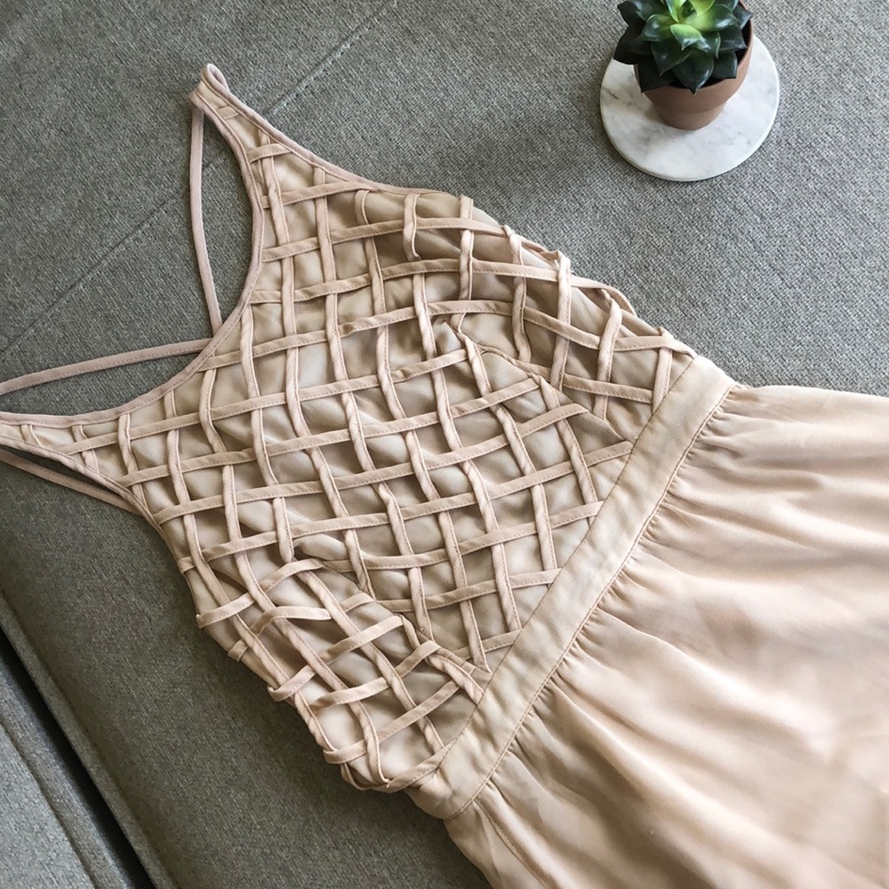 Lulumari blush pink open back maxi dress